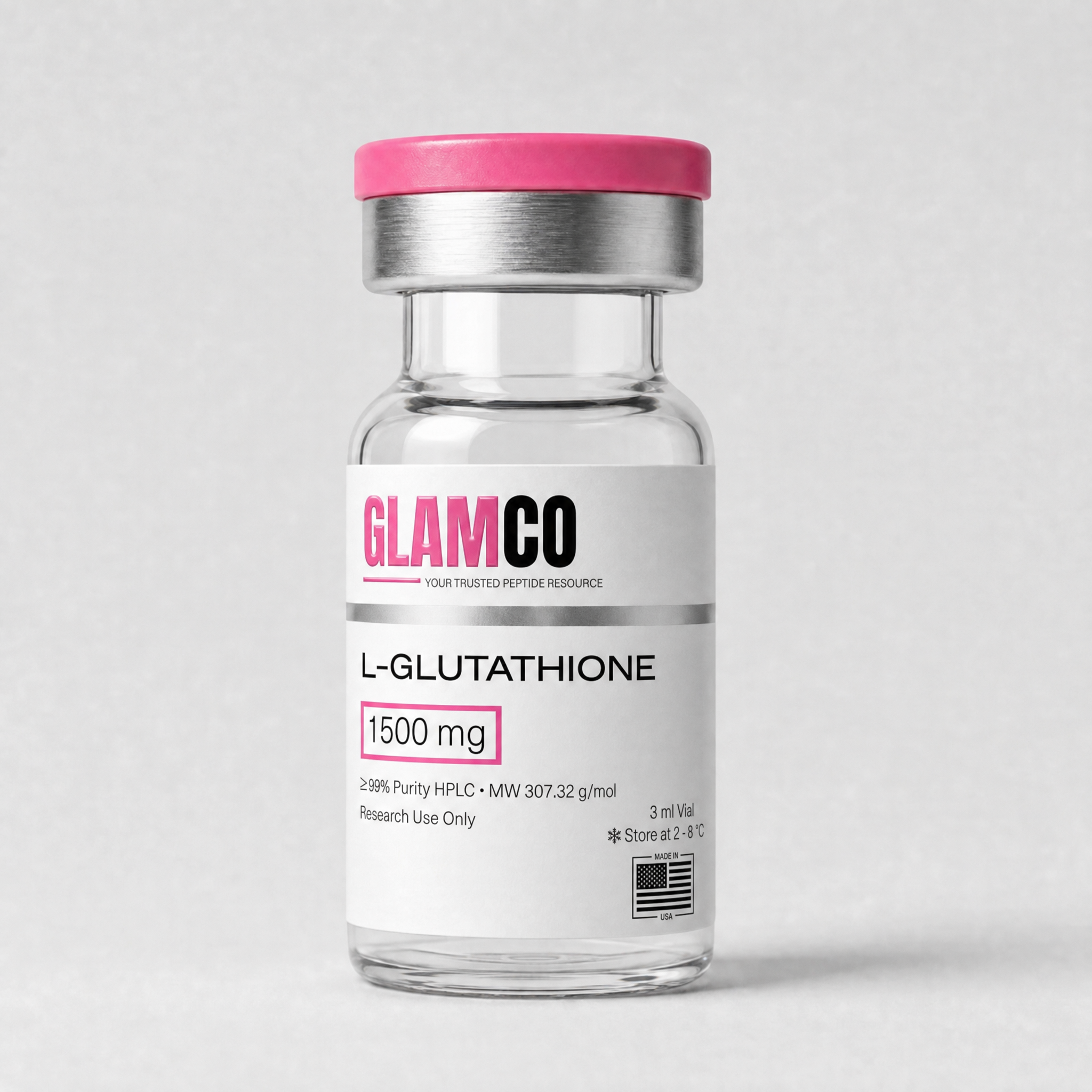 GlamCO L-Glutathione (reduced GSH) lyophilized research tripeptide